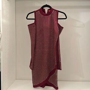 Burgundy gold studded dress